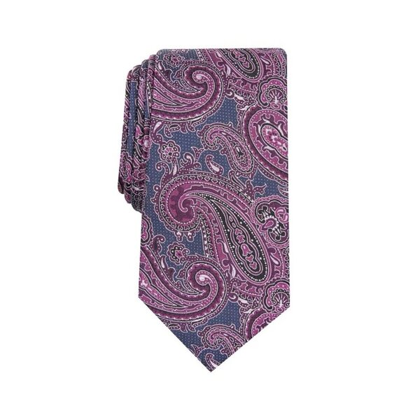 Tasso Elba 100% Silk Neck Tie Purple/Fuchsia Paisley 3.25 x 59.5 Men's Classic - Picture 1 of 4